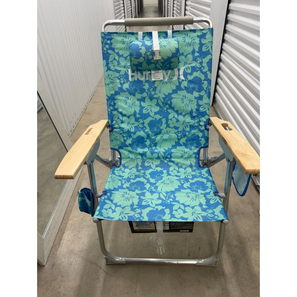 Hurley Hi Boy Beach Chair Lightweight Aluminum Frame Blue New